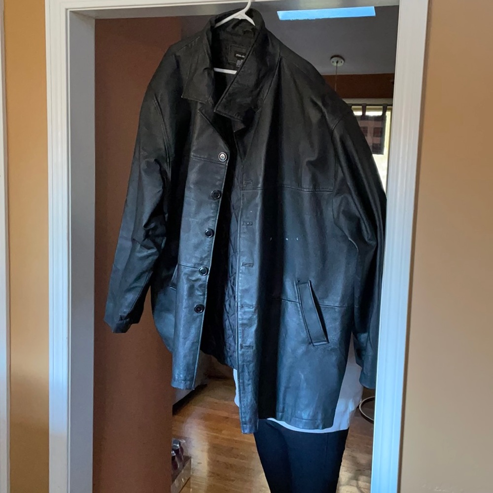Men’s leather trench jacket